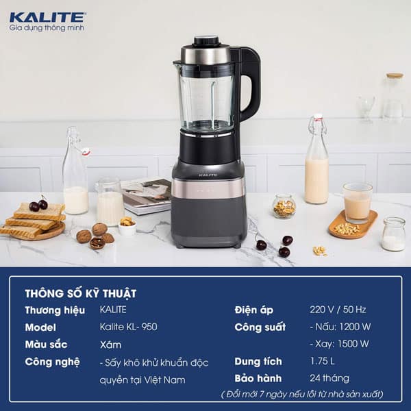 thông số kỹ thuật Máy làm sữa hạt Kalite KL950