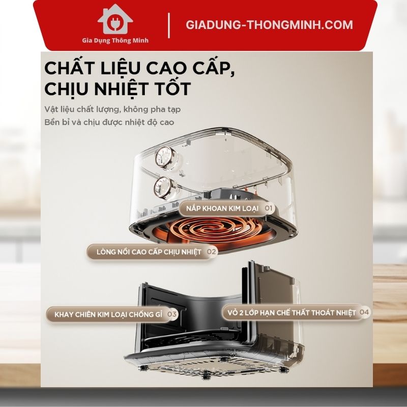 Noi chien khong dau Bear 5L AF 5H15I52 5 Nồi chiên không dầu Bear 5L AF-5H15I52 an toàn